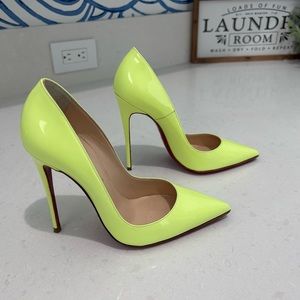 Christian Louboutin Patent Pigalle 120 Pumps Fluo Yellow